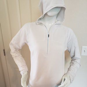 WHITE NIKE DRI-FIT 1/2 ZIP PULL OVER HOODIE MEDIUM